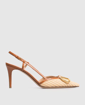 Valentino Beige VLogo raffia slingbacks 8W2S0R01THQ