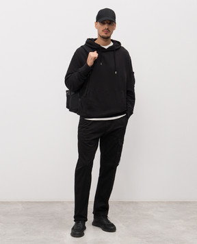 C.P. Company Black hoodie with logo patch MSS037A110044G