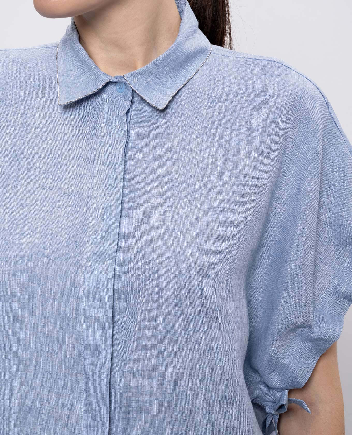 Blue linen shirt Peserico 5