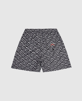 Sprayground Kids' black swim shorts with monogram logo print SPY1305BLK