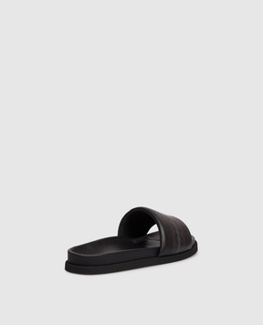 Off-White Black Industrial Leather Flip Flops OMIC019S26LEA001