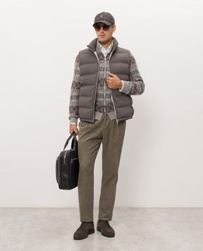 Brunello Cucinelli Gray cashmere cardigan with a pattern M22506316