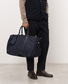 Kiton Blue travel bag with metal logo UBA0158N01270
