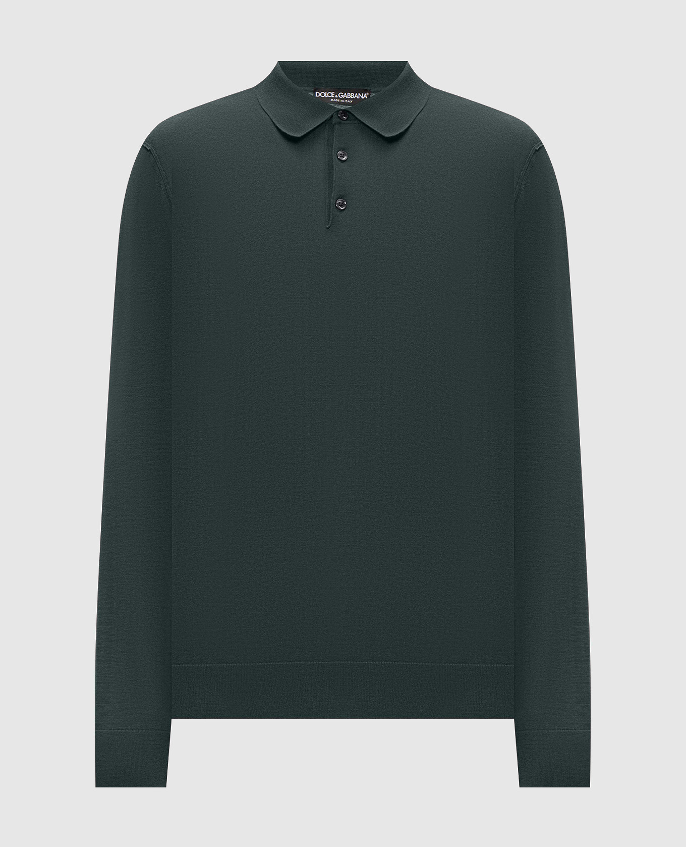 Green cashmere polo shirt