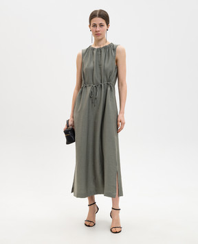 Peserico Green dress with linen S0223905435