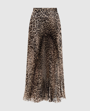 Ermanno Scervino Beige silk midi skirt with animal print D482O359YEO