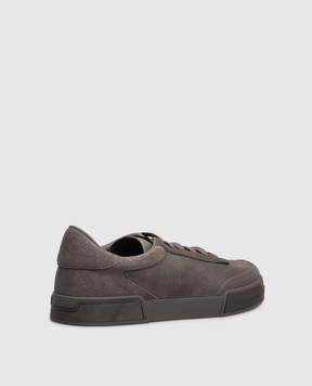 Dolce&Gabbana Grey suede sneakers with embossed logo A20205A0237