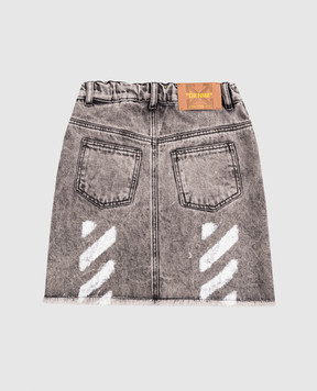 Off-White Children's gray denim skirt with logo 44GYF00AF5D001