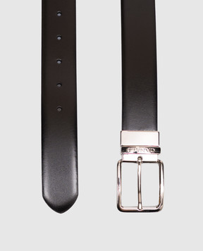 Canali Black leather reversible belt with logo engraving KA0052850C