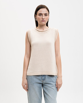 Loulou de Saison Beige Effy linen and silk vest EFFY