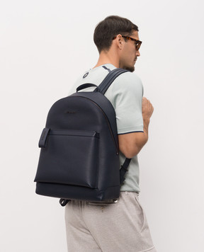 Stefano Ricci Blue leather backpack with textured logo ND213G9UMRVH