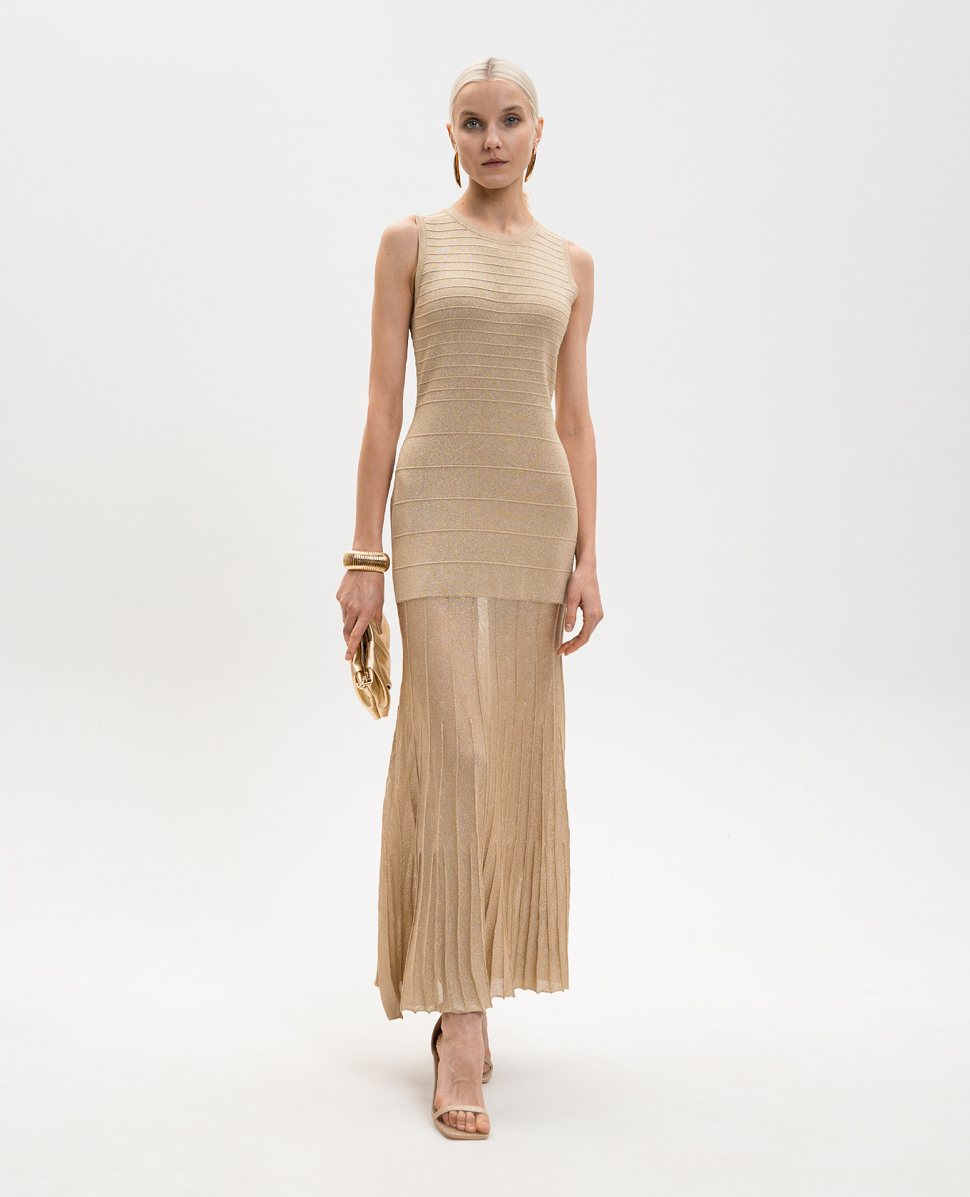 

Beige midi dress with lurex Twinset