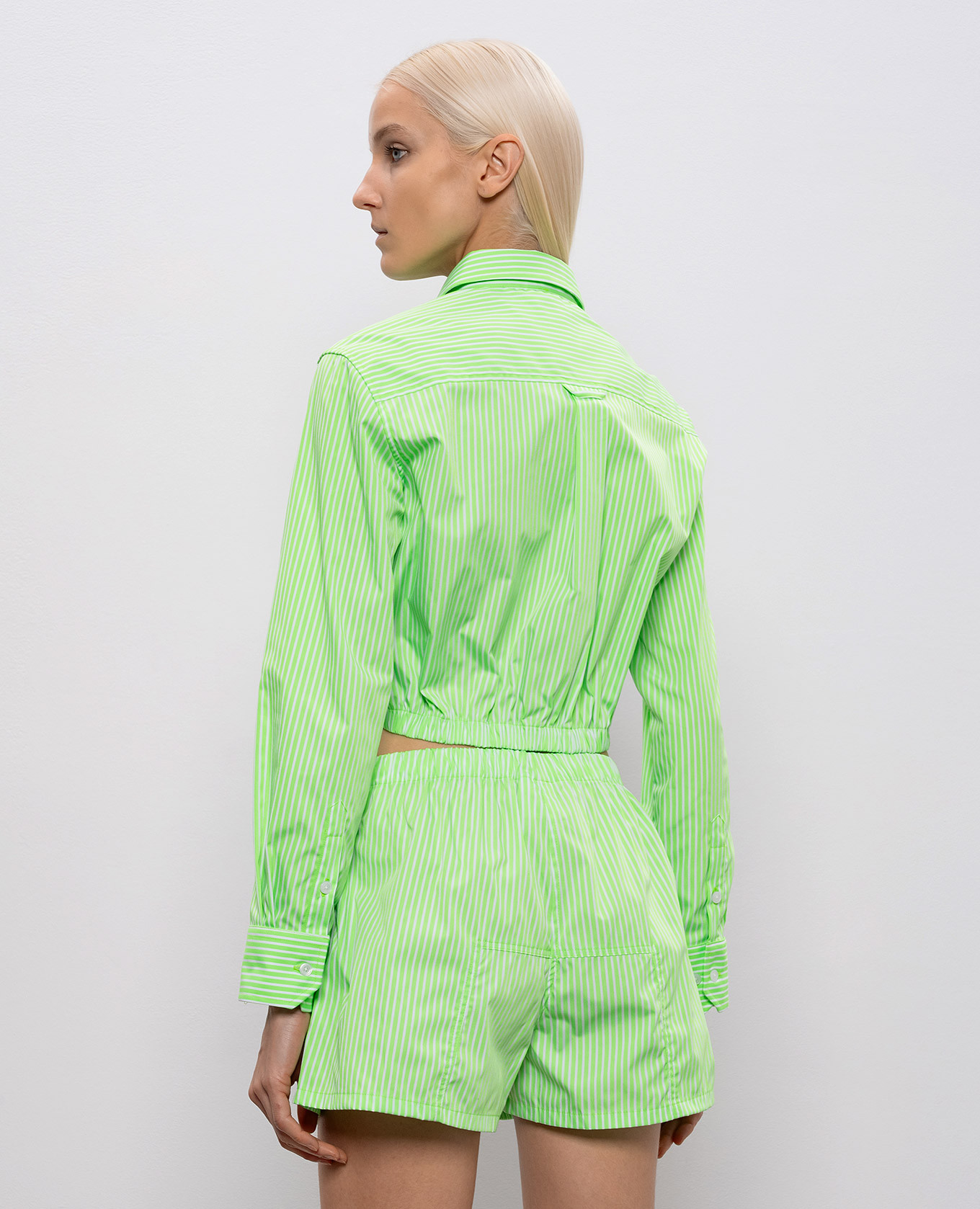 Green striped cropped shirt Vetements 4