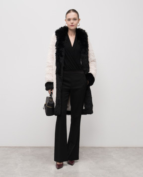 Twinset Black wool flared pants with logo 252TT2123