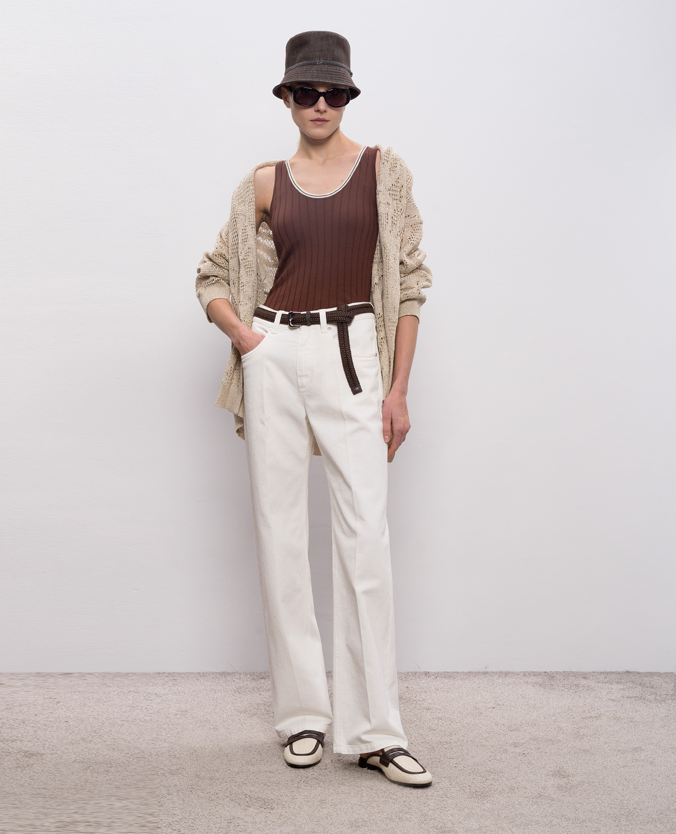 

White jeans with a patch Brunello Cucinelli