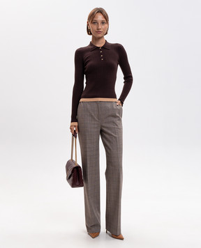 Twinset Beige checked wool pants 262TP2804