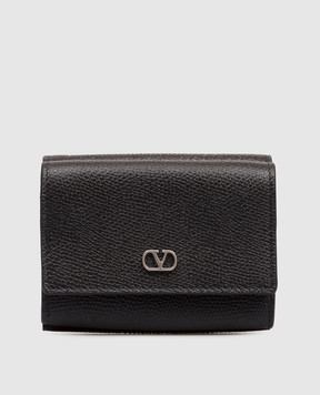 Valentino Black leather wallet with emblem 8Y2P0AS9UAG