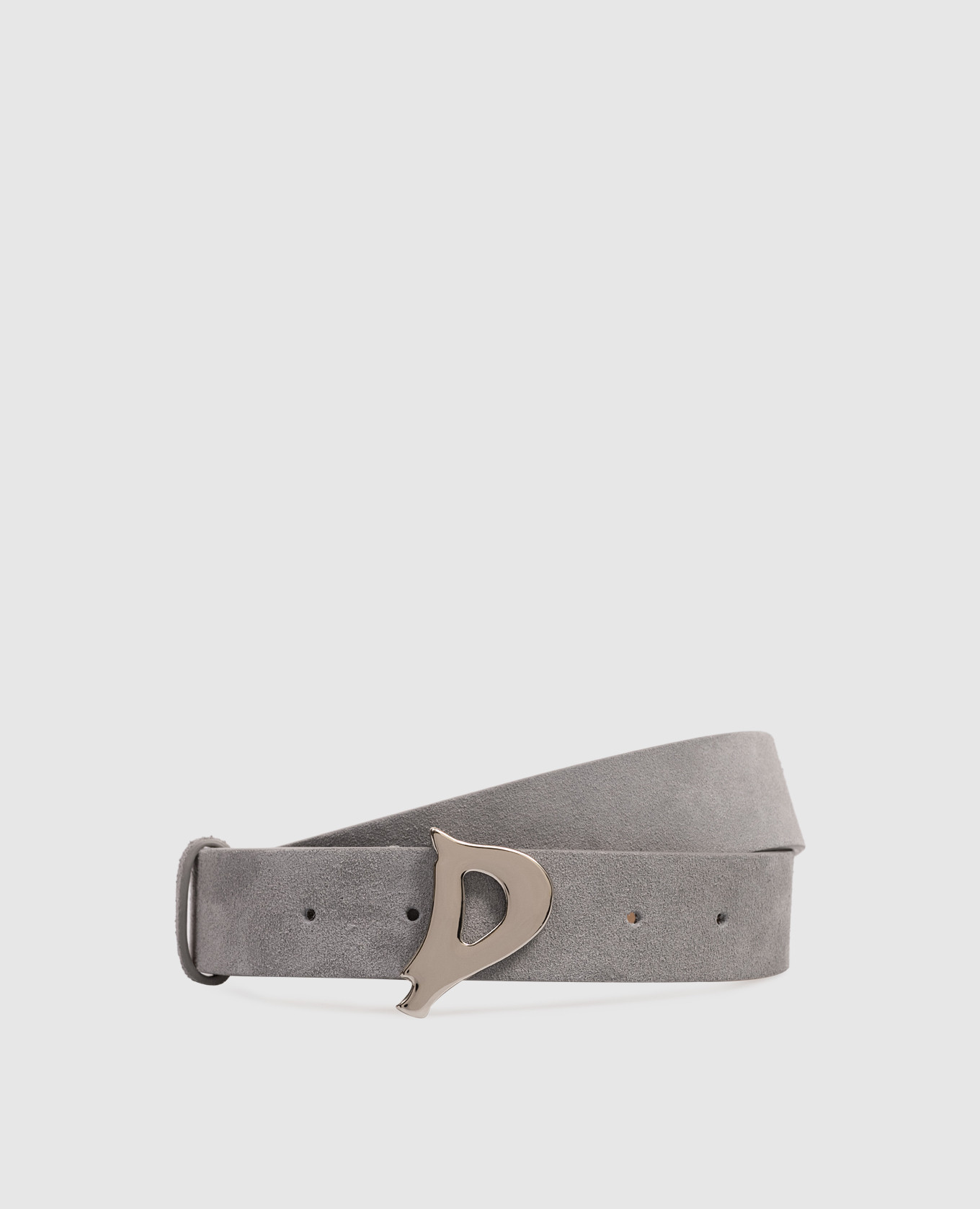 

Grey suede belt with logo Dondup