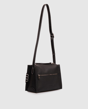 JW Anderson Black Leather Loafer Bag with Logo Embossed HB0767LA0410m
