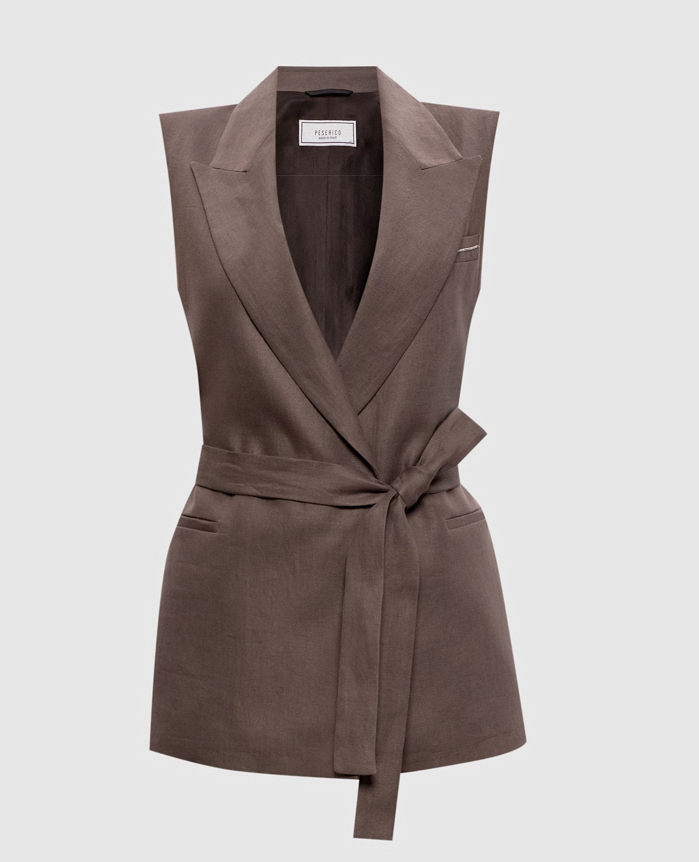 

Brown double-breasted linen vest Peserico
