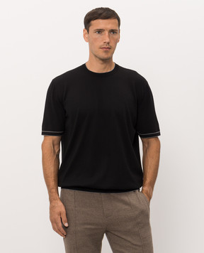 Bertolo Cashmere Black cotton T-shirt 90220400205658