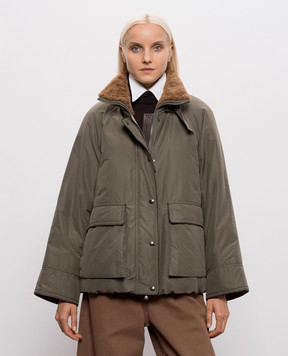 Brunello Cucinelli Khaki down jacket with fur MH5253658