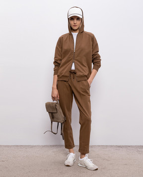 Brunello Cucinelli White longsleeve with monil chain MPTC8BJ300