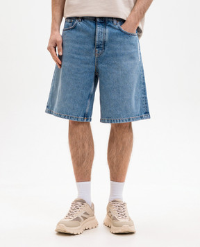 Off-White Blue denim shorts with Half Arrow logo 44XYC028S26D001