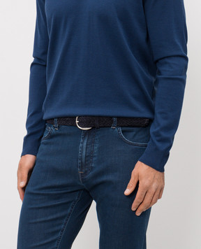 Orciani Blue suede braided belt with logo U08318SUP
