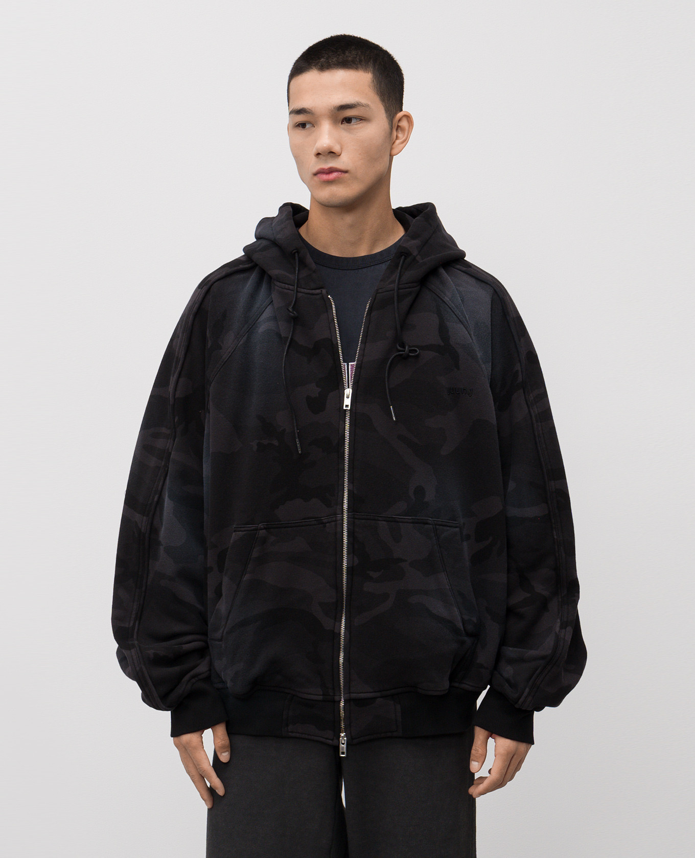 

Black camouflage print sports jacket Juun.j