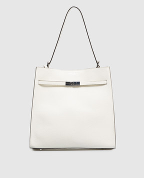 Gianni Notaro Ivory leather bag DOLLARO with logo print 255DOLLARONIKEL