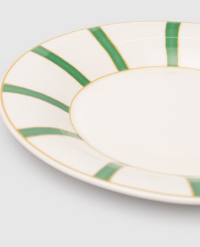 Geminiano Cozzi 1765 White porcelain dessert plate Striche Verdi e Oro TTCMI02229036