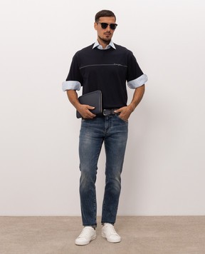 Dolce&Gabbana Blue T-shirt with embroidered logo G8PN9ZG7P9N