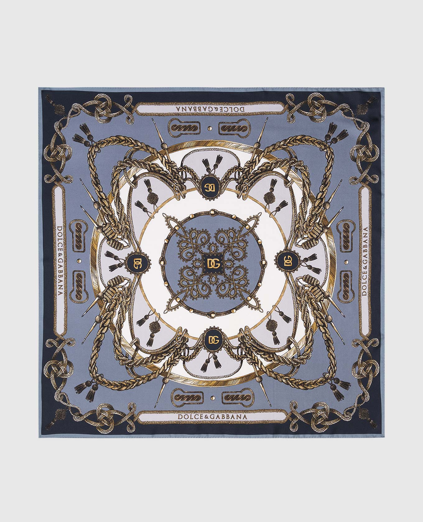 

Blue silk scarf with branded print Dolce&Gabbana