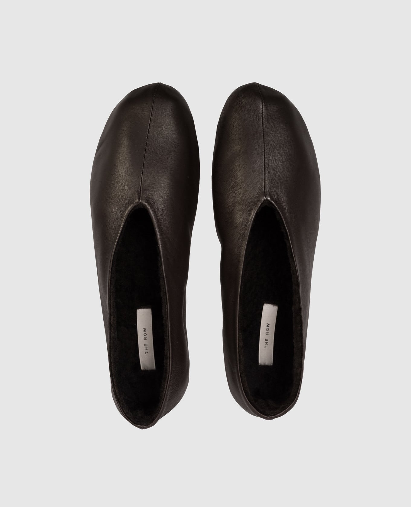 

Brown leather Stella ballet flats with fur The Row