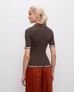 Twinset Brown ribbed top 261TF3010
