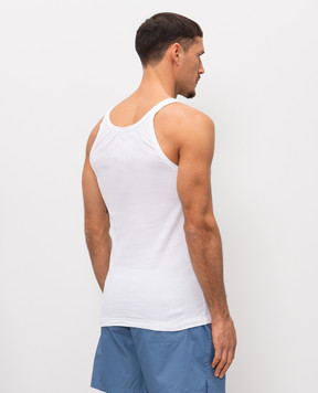 Dolce&Gabbana White ribbed T-shirt with logo patch G8PA8TG7P3I