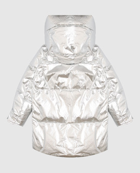 Yves Salomon Enfant Children's silver down jacket with fur 25WEM912XXDOXW
