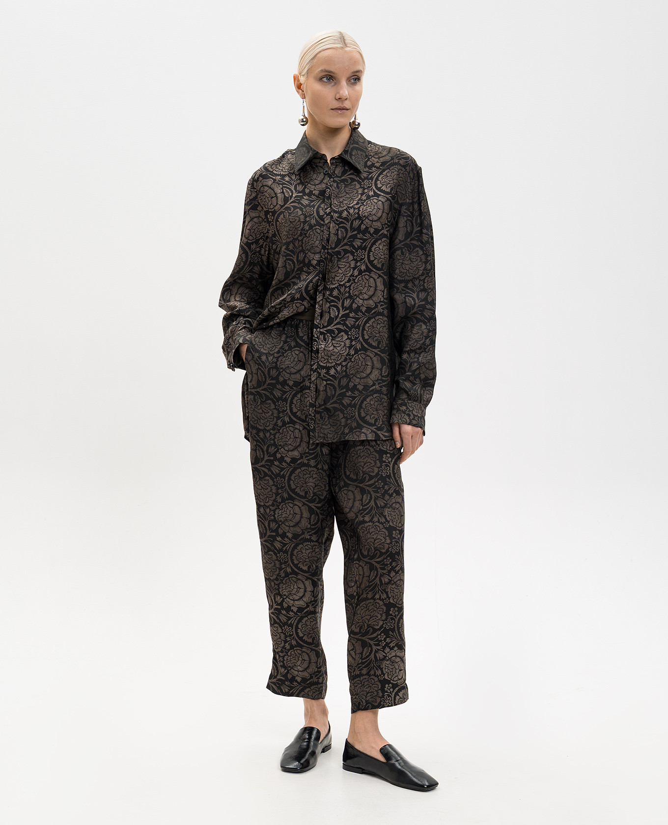 Palmer black floral print pants UMA WANG 2