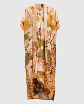 Masnada Beige dress with branded print 8061