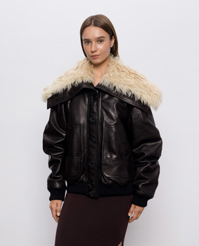 The Attico Black leather jacket with fur 261WCB00129LBT166AA