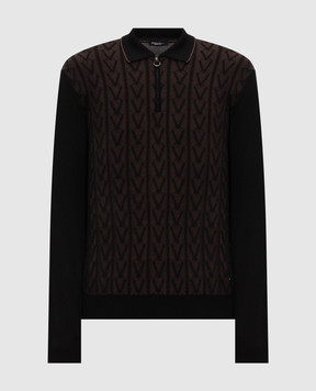 Stefano Ricci Black wool and silk polo shirt KE06017P30E26303
