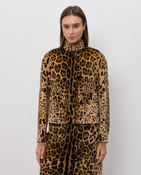 Max Mara Brown velvet jacket in leopard print MSTEDRO