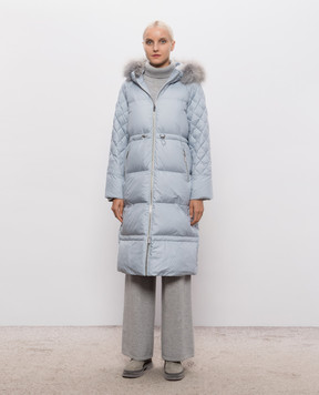 Be Florence Blue down jacket with fox fur BE26111
