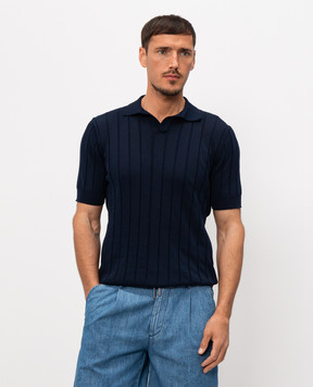 Pini Parma Blue cotton polo shirt POLORIBBL