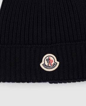 Moncler ENFANT Children's blue wool hat with logo L19543B00006M1131