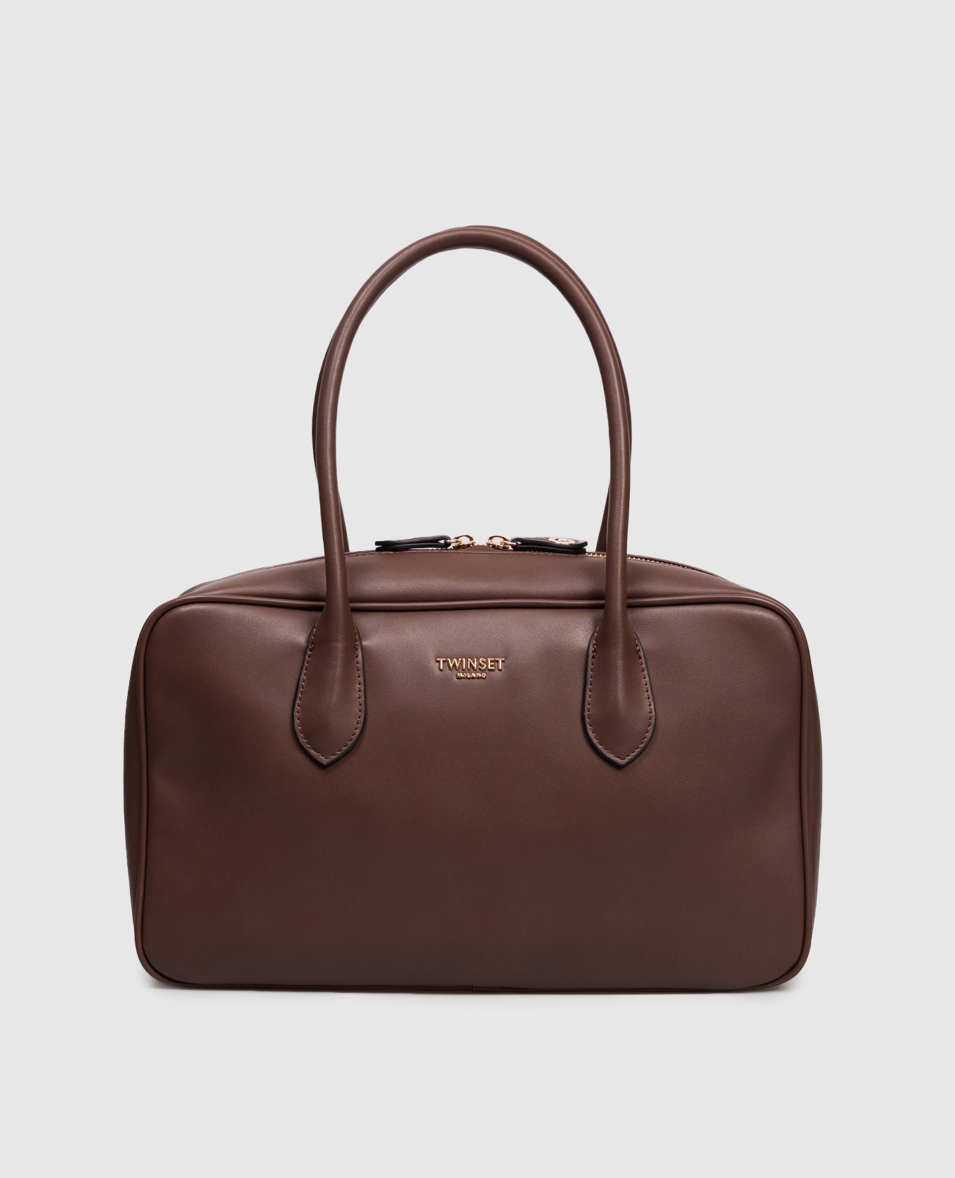 

Brown bowler bag with logo Twinset