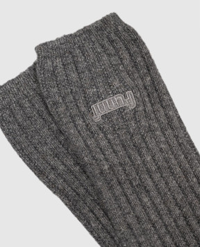Juun.j Grey socks with logo embroidery JC67KTP002