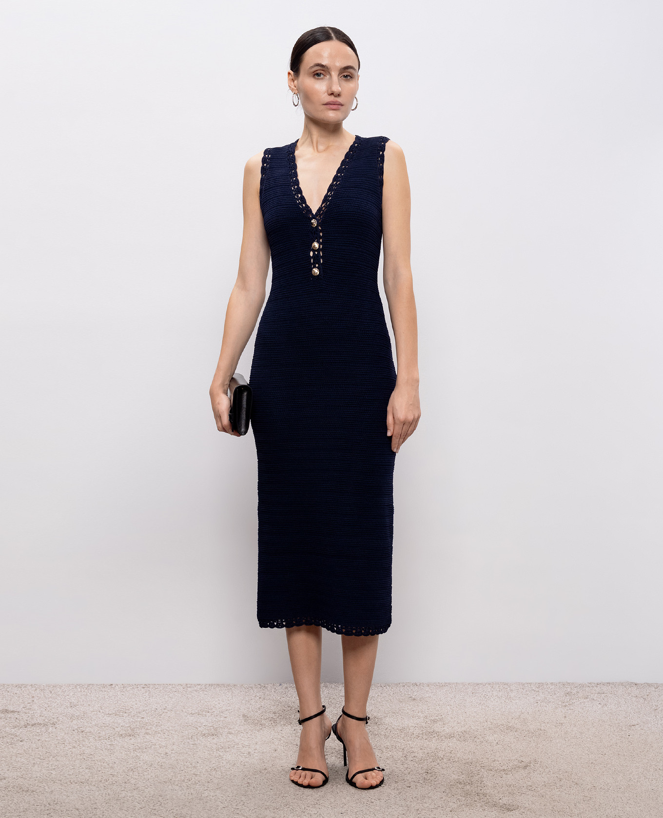 Blue midi dress with logo Twinset 2