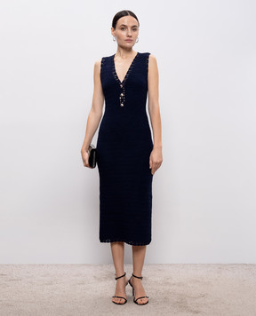Twinset Blue midi dress with logo 261TP3073